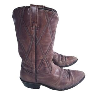 Vintage‎ Acme Boots Cowboy Boots Brown Leather Biker Motorcycle Women's Sz 10 D